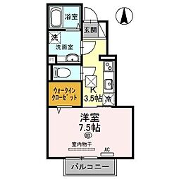 山陽電鉄網干線 山陽網干駅 徒歩7分の賃貸アパート 1階1Kの間取り