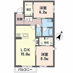 北条鉄道 北条町駅 徒歩20分の賃貸アパート 2階2LDKの間取り