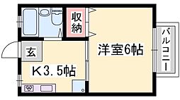 ドリームハウス岡本 1Kの間取図画像