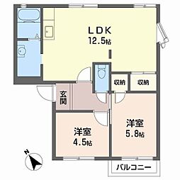 JR東海道・山陽本線 網干駅 徒歩28分の賃貸アパート 1階2LDKの間取り