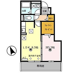 モダンコート東阿保 1LDKの間取図画像