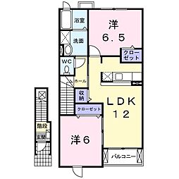 メリディエース・モンス 2LDKの間取図画像
