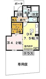 ローズコート砥堀 1DKの間取図画像