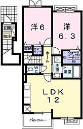 スモールヴィレッジ2 2LDKの間取図画像