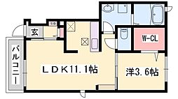 エレガンテ 1LDKの間取図画像