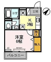 ウィステリア 1Kの間取図画像
