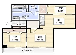 藤和しらさぎハイタウンA棟 3DKの間取図画像