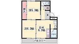 ヴィラナリー加東2号棟 2DKの間取図画像