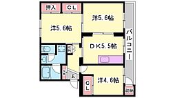 インタービレッジ梅ケ谷 3DKの間取図画像