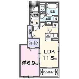 パイン フォレスト 1LDKの間取図画像