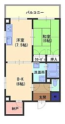 エル・ヴィエント花北 2DKの間取図画像