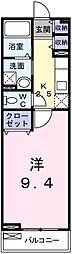 プラシード三宅 1Kの間取図画像