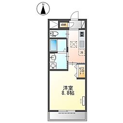 ソネテラス 1Kの間取図画像