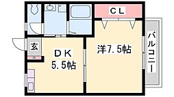 アメニティコーポ 1DKの間取図画像