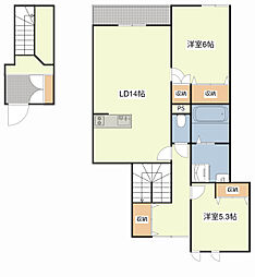 メゾベール自由が丘 2LDKの間取図画像