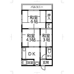 ふじおかマンション 3DKの間取図画像