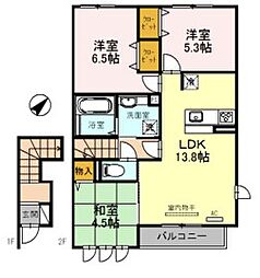 オリエンタル 3LDKの間取図画像