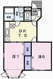 クインシー8 2DKの間取図画像