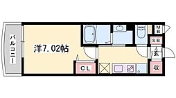 Luxe姫路 1Kの間取図画像