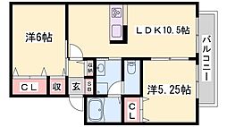 グランドゥールニシキB棟 2LDKの間取図画像