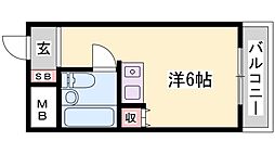 デアリックス広畑 ワンルームの間取図画像