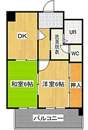 ロイヤルコーポ東雲 2DKの間取図画像