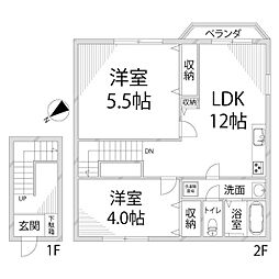 ラフィネロジュマンB棟 2LDKの間取図画像