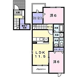 フェリシテ 2LDKの間取図画像