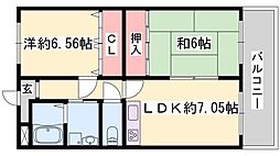 グレース平野 2LDKの間取図画像