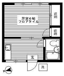 グリーンハウス 1Kの間取図画像