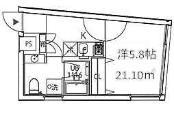 クーカイ・テラス祐天寺 3階1Kの間取り