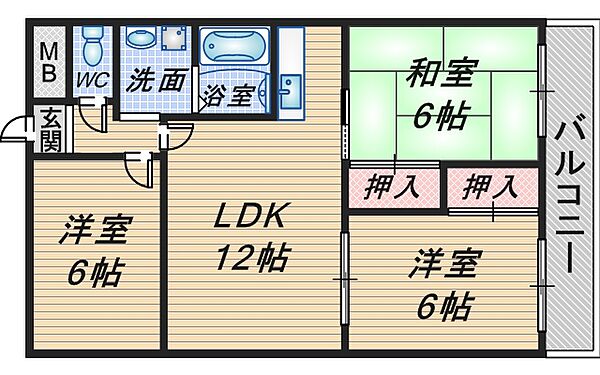 メゾン稲津 506｜大阪府豊中市稲津町2丁目(賃貸マンション3LDK・5階・62.00㎡)の写真 その2