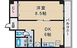 フェザー豊中マンション 1LDKの間取図画像