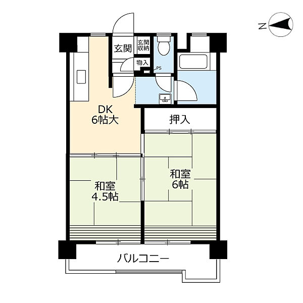 UR金田一丁目 ｜福岡県北九州市小倉北区金田1丁目(賃貸マンション2DK・9階・46.84㎡)の写真 その2