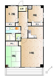 ファミール第2八王子 5階3LDKの間取り
