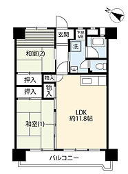 UR都市機構新田2丁目団地 2LDKの間取図画像