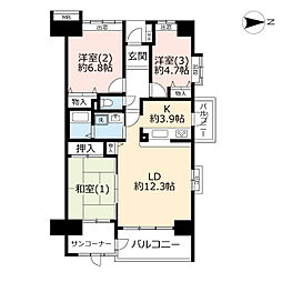 UR都市機構アーベイン神谷 3LDKの間取図画像