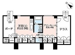 UR都市機構ヌーヴェル赤羽台2号棟 1Kの間取図画像