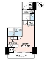 UR都市機構ヌーヴェル赤羽台2号棟 1Kの間取図画像