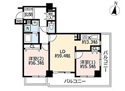 UR都市機構エルアージュ小石川B棟 2LDKの間取図画像