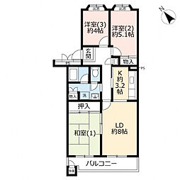 UR都市機構エステート東新小岩1号棟 3LDKの間取図画像