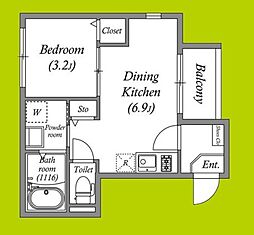 アルタイ石橋阪大前 1階1DKの間取り