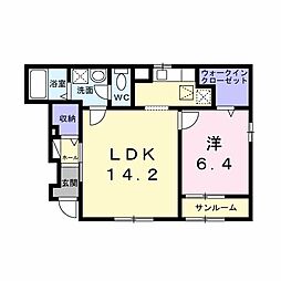 フロリア 1階1LDKの間取り