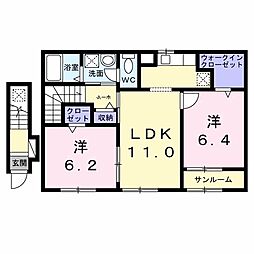 フロリア 2階2LDKの間取り