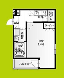 フジパレス湊サウス 2階1Kの間取り