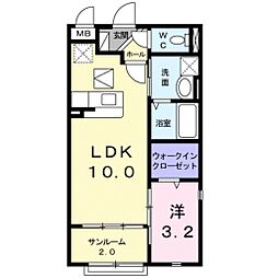 サンライズ 1階1LDKの間取り