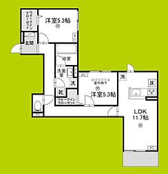 (仮称)D-ROOM枚方市上之町PJ 2LDKの間取図画像