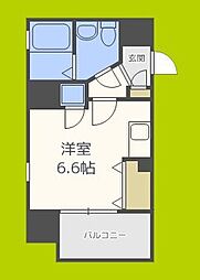レジディア谷町 9階ワンルームの間取り