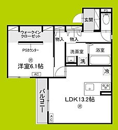 スペチアーレ城北公園 2階1LDKの間取り