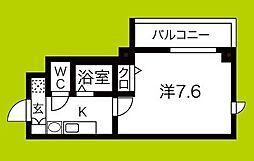 ドミール桜川II 6階1Kの間取り